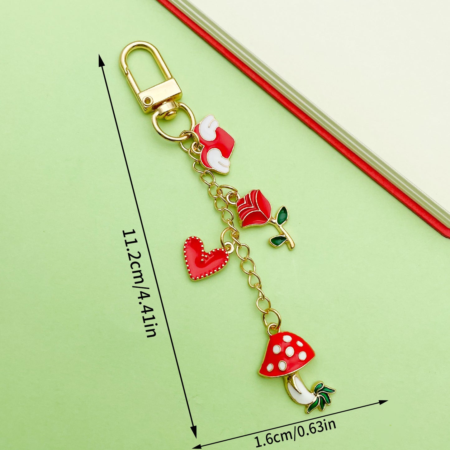 Red Mushroom Love Heart Rose Heart-shaped Keychain