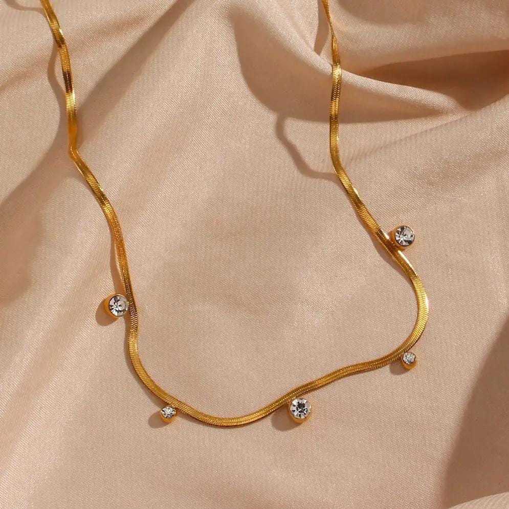 Irregular Zircon Tassel Snake Bone Necklace For Women