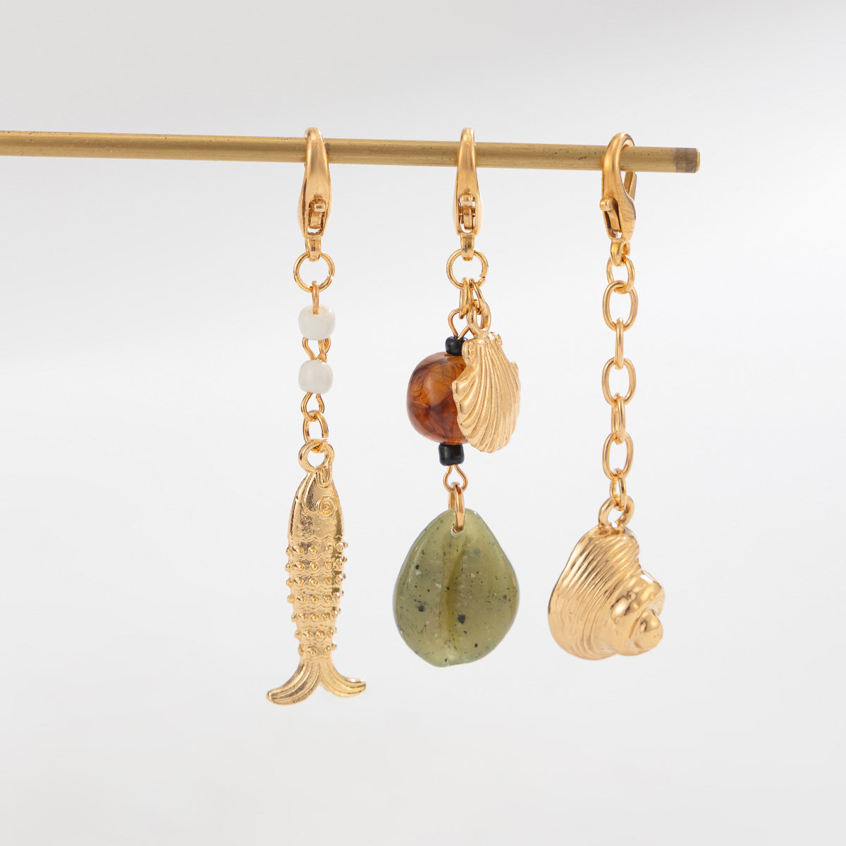 Conch Shell Creative Beaded Fishtail Pendant Keychain