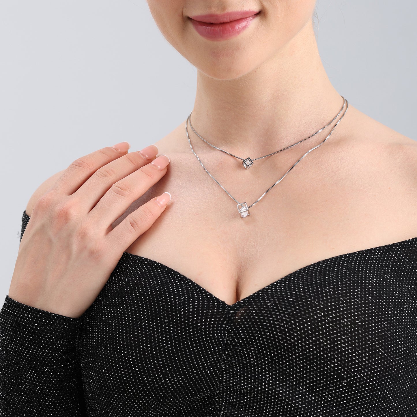 Euro-American Cross-Border Jewelry Love Geometric Cube Zircon Pendant