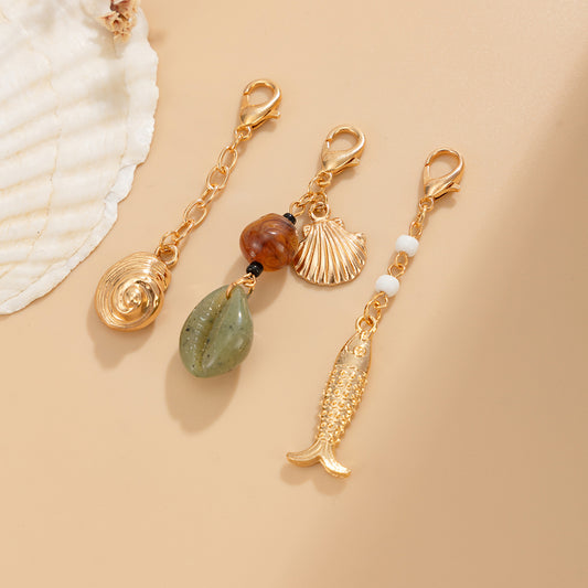 Conch Shell Creative Beaded Fishtail Pendant Keychain