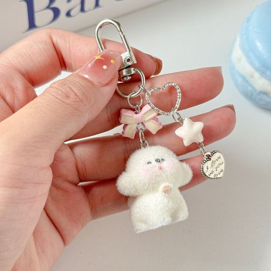 Fashionable Flocked Teddy Bear Phone Charm