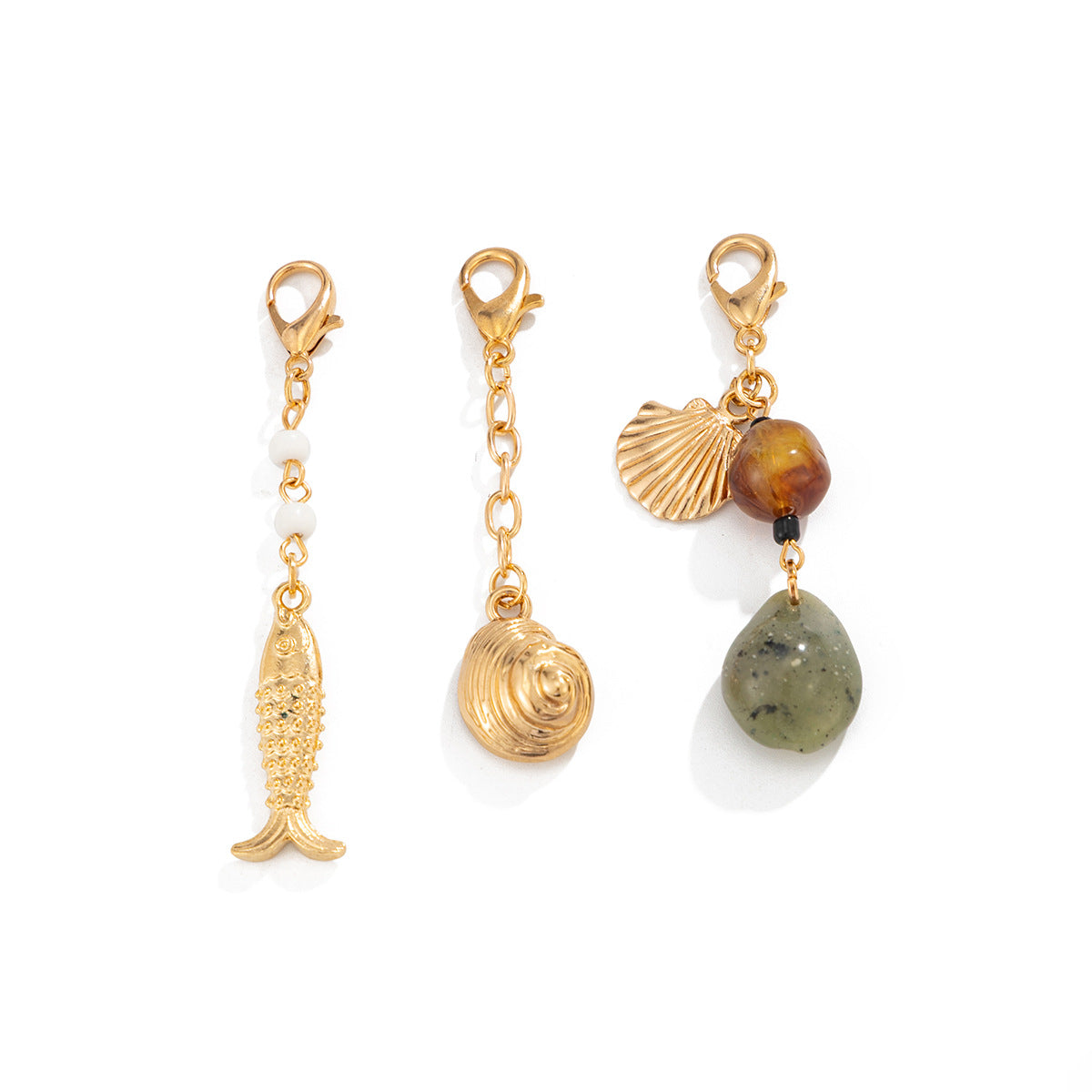 Conch Shell Creative Beaded Fishtail Pendant Keychain