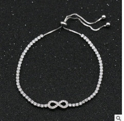 17KM Cubic Zirconia Infinity Bracelets For Women Rose Gold Silver Color Charm Bracelet & Bangle Fashion Geometric Jewelry Gifts