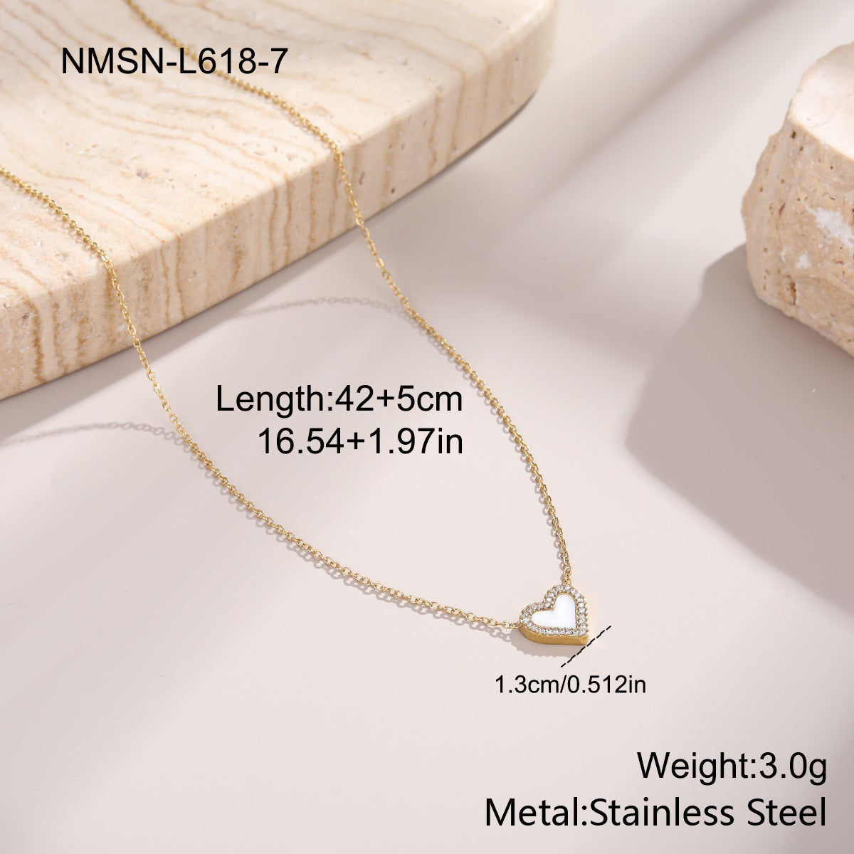 18K Gold KoreanJapanese Style Fashionable Heart Necklace Versatile For Women