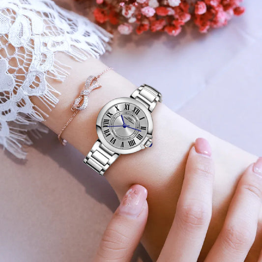 Women's Roman Numeral Steel Band Wristwatch
