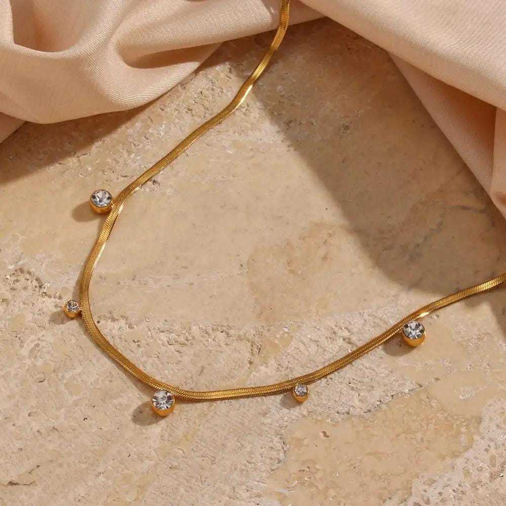 Irregular Zircon Tassel Snake Bone Necklace For Women