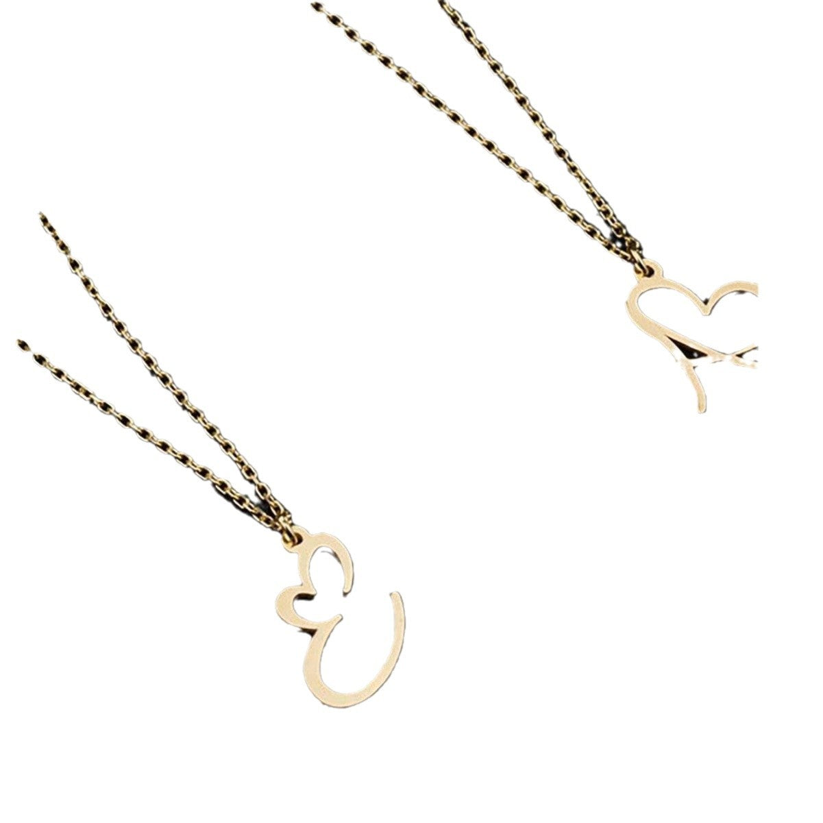 Minimalist Personalized Stainless Steel Gold-Plated Heart And Letter Necklace
