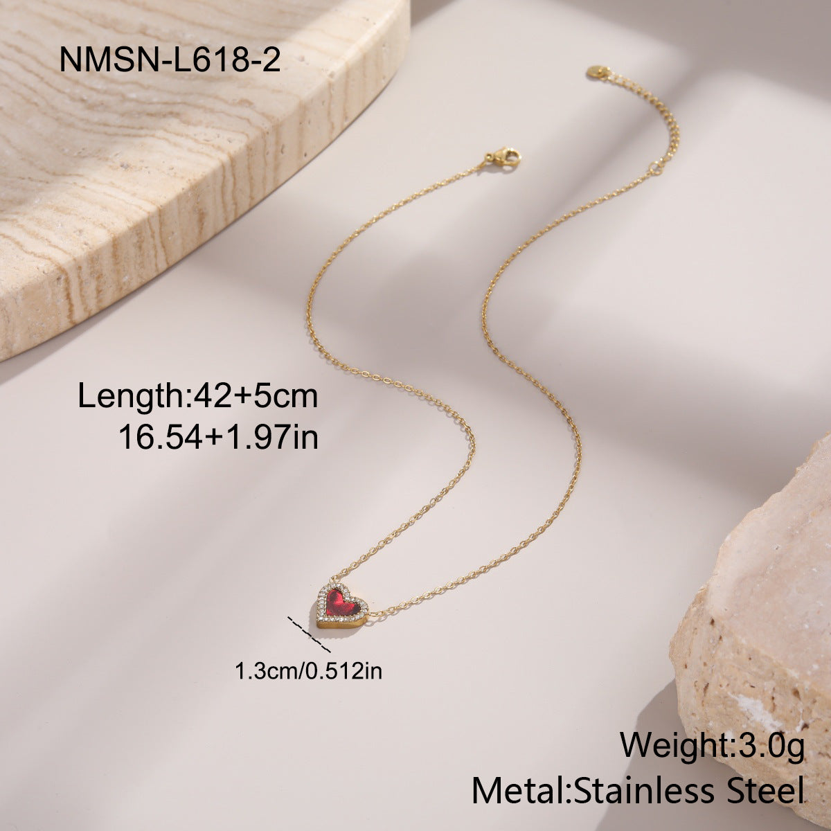 18K Gold KoreanJapanese Style Fashionable Heart Necklace Versatile For Women