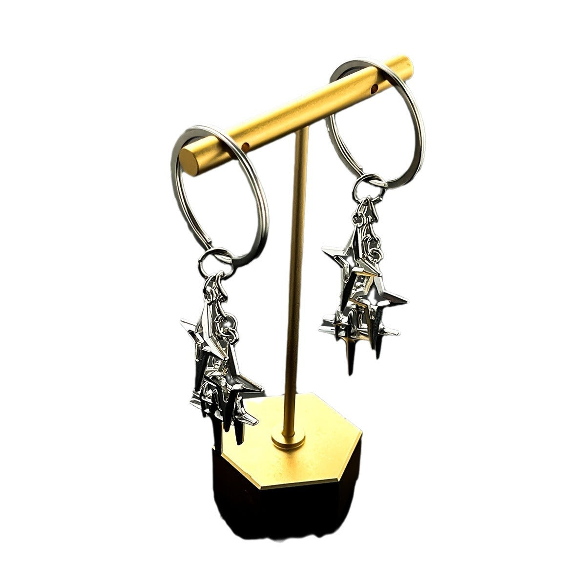 Popular Retro Alloy Four Eight-pointed Stars Keychain