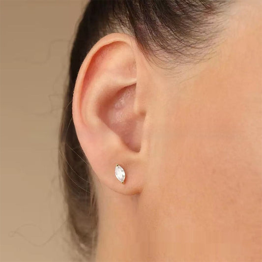 Two-claw Zircon Stud Earrings, Unique Niche Design With Zircon Inlay
